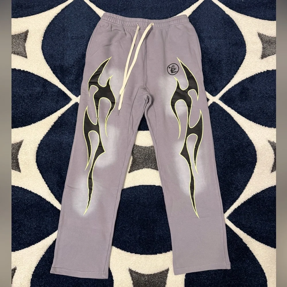 Hellstar Gray Flames Sweatpants Mens Size Large